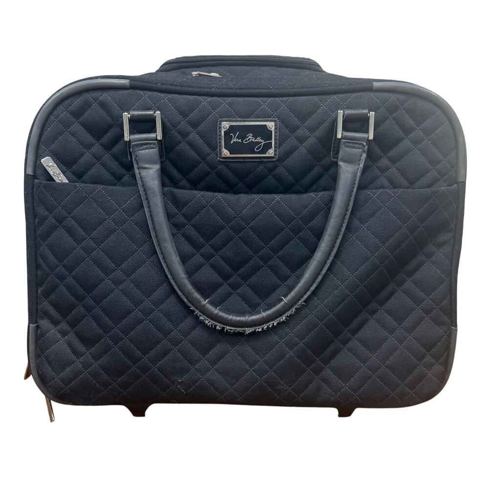 Vera Bradley Black Quilted Rolling Laptop Bag.